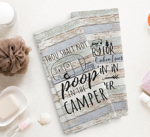 Thou Shalt not P in The Camper Kitchen Towels and Dishcloths Sets of 2,Campsite Cabin RV Drying Cloth Hand Towels Tea Towels for Bathroom Kitchen,Campers Camping Lovers Gifts,16×24 inches - color: Recreational Vehicle-4