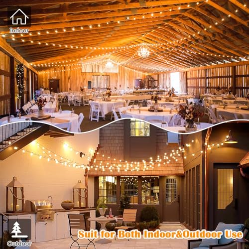 Brightever 200FT Outdoor String Lights Dimmable LED Outside Patio Lights with 100+4 Shatterproof G40 Globe Edison Bulbs, Connectable Commercial String Hanging Lights for Backyard Party Porch Garden - size: 200FT