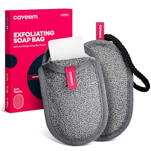 CAVEEM 2 Pack Dual-Sided Softness Exfoliation Soap Pouch, Soap Saver Bag for Bar Soap, Soap Mesh Pocket Bar Holder for Washing Body, Soap Sack Sponge Bag for Shower Bath - style: Softness Exfoliation