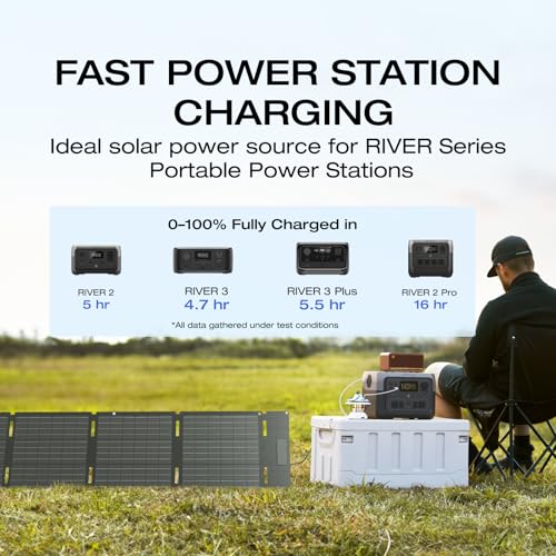 EF ECOFLOW Portable Power Station RIVER 2 with 60W Solar Panel, 256Wh LiFePO4 Battery/ 1 Hour Fast Charging, Up to 600W Output, Solar Generator for Outdoor Camping/RVs/Home Use - style: RIVER 2+60W Solar Panel