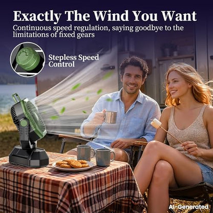 AJVV Camping Fan with Light, Remote and Oscillation, Battery Powered Hanging Tent Fan, Rechargeable Portable for Camp, Outdoor, Emergencies, Fishing, RV Travel, Jobsite - color: Green