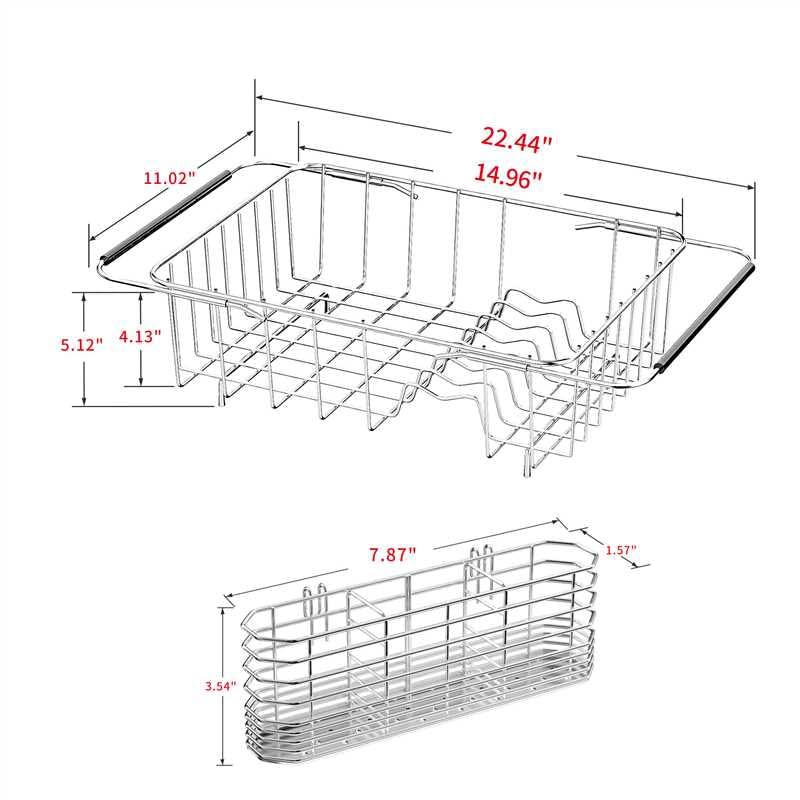 JAQ Over Sink Dish Drying Rack, Expandable 14.96"–22.44" Adjustable Dish Rack for Kitchen Sink, 304 Stainless Steel Dish Drainer with Utensil Holder, Space Saving for Most Standard Kitchen Sinks - size: 304 Stainless Steel - 11 dishes