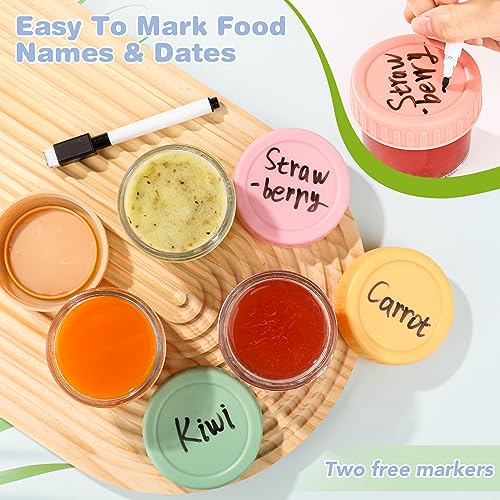 RowinsyDD 40 Pack Glass Baby Food Storage Containers, 4 oz Leakproof Baby Food Jars with Lids, Small Glass Food Containers for Infant Baby, Freezer & Microwave Safe, BPA Free - size: 40P