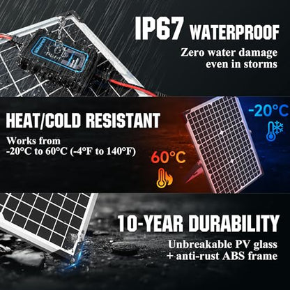 SUNAPEX 30W Solar Battery Charger: 12V Waterproof Solar Panel Kit - Aluminum Trickle Charger for Car Battery with Controller - Battery Tender Motorcycle Boat Marine RV Trailer Tractor Truck - size: 30W - Standard
