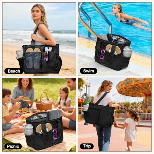 Odoland Soft Cooler Bag – Leakproof Insulated, Collapsible for Beach, Camping - color: Black