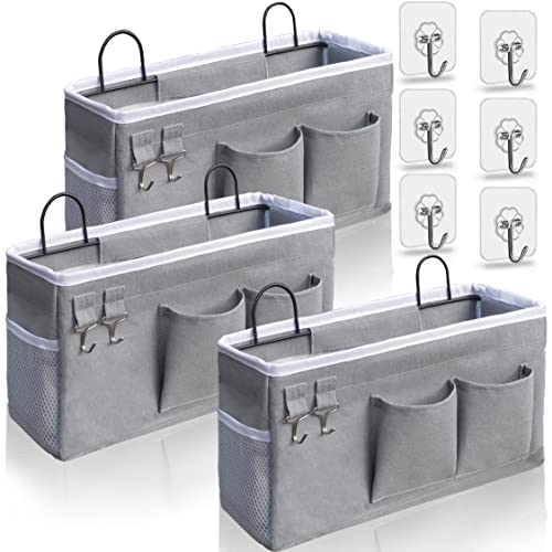 Kanrichu 3pcs Hanging Baskets for Organizing,Fabric Wall storage Basket,Wall Organizer for Closet,Kitchen, Bedroom, Office, RV Camper,Locker (Gray) - color: Gray (3 pcs)