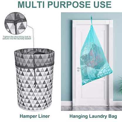 Laundry Bags, Mesh Heavy Duty 24" x 36" with Drawstring Closure, 3-Pack, White - color: White-3Pack