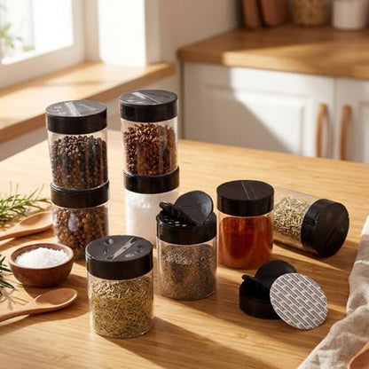 50 Pack 5.5 oz Spice Jars Plastic Clear Empty Bottles with Shaker Lids Bulk Reusable Seasoning Containers for Herbs Spices Powders Glitter - size: 5.5 oz
