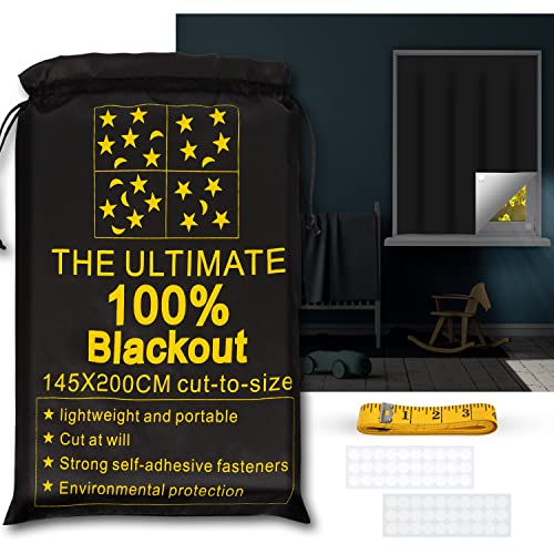 RUseeN Portable Blackout Shades (79" x 57") Window Curtains, 100% Blackout Material Temporary Blinds for Baby Nursery, Bedroom, Dorm Room, Office or Travel Use - size: 57"W x 78.7"L (Pack of 1)