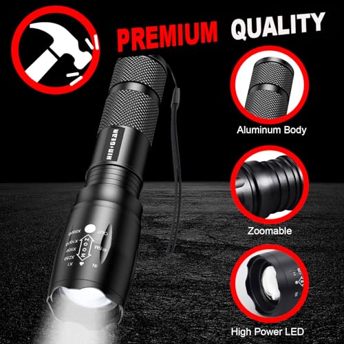 1 Mode Flashlights 4 Pack, Bright Zoomable LED Tactical Flashlight High Lumens, Water Resistant Portable Pocket Flash Light for Emergency, Camping Essentials, Gift - SL2000 - size: 4 Pack