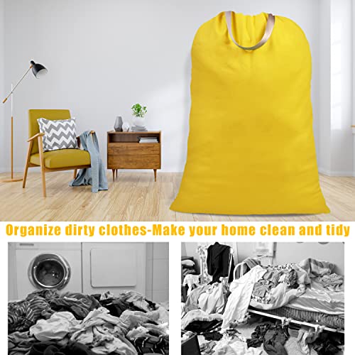 Cotton Canvas Laundry Bag with Handles & Drawstring Straps, Heavy Duty Extra Large Laundry Bags for Laundromat and Household, 25.5x34 Inch, Yellow - color: Yellow