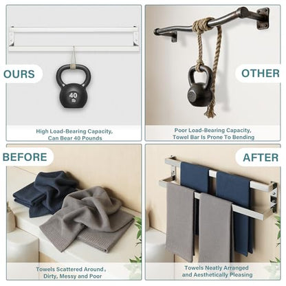 Alise Double Towel Bar, 32" Towel Racks for Bathroom Wall Mounted SUS304 Stainless Steel, Quick Drying Bathroom Towel Holder, Long Heavy Duty Towel Hanger, Polished Chrome - color: Polished Chrome, size: 32-inch