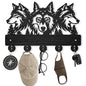 MAYJOYDIY Wood Wolf Wall Mount Coat Rack 11.8×8inch Wolf Forest Key Holder for Wall Coat Rack Wolf Key Hook 5 Alloy Hooks Animal Theme Wall Art Hook Gift for Hallway Office Living Room - color: Wolf