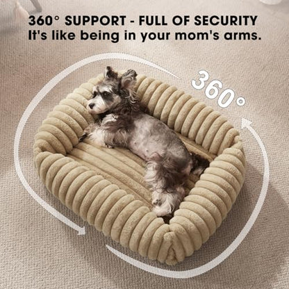 FURTIME Dog Bed Medium Size Dog, Washable Orthopedic Pet Bed with Removable Cover, Rectangle Soft Calming Sleeping Puppy Bed Durable Pet Cuddler with Anti-Slip Bottom, Beige, M Plus (30"x24"x8") - color: Beige, size: M Plus (30"x24"x8")