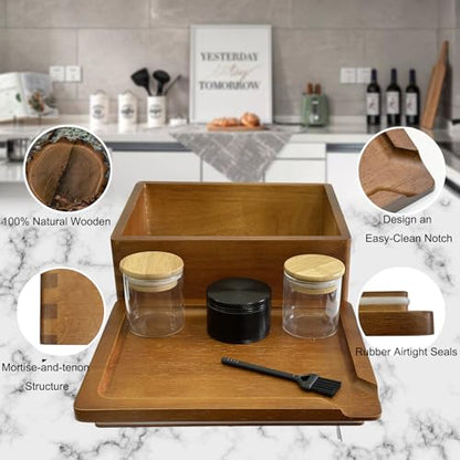 Stash Box with Tray - Large Wooden Box with Accessories Storage Stash Box Set - Decorative Wood Box for Herbs smell proof box (9.5inch)
