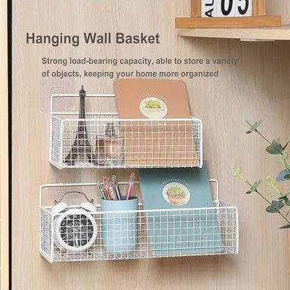 2 Pack Hanging Wall Wire Baskets,Metal Wire Storage Bin Rack for Kitchen Bathroom Shower Spice Shelf (White) - color: White
