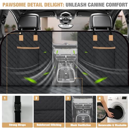 Lekereise Dog Car Seat Cover for Back Seat,Large Hard Bottom Dog Hammock for Car,Camping Air Mattress, Hammock Travel Bed for Truck Car SUV (Black)