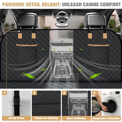 Lekereise Dog Car Seat Cover for Back Seat,Large Hard Bottom Dog Hammock for Car,Camping Air Mattress, Hammock Travel Bed for Truck Car SUV (Black)