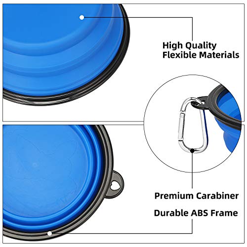 Kytely Large Collapsible Dog Bowls 2 Pack, 34oz Foldable Dog Travel Bowl, Portable Pet Water Food Bowl with Clasp, Pet Cat Feeding Cup Dish for Traveling, Walking, Hiking (Blue+Blue) - color: Blue & Blue