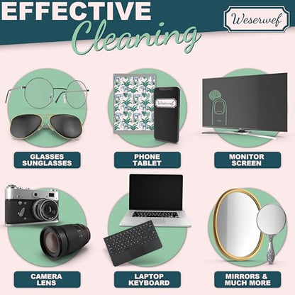 WESERWEF Design Microfiber Glasses Cleaning Cloth – Premium Cleaning Cloth for Eyeglasses, Screens, Tablets, Cameras & Lenses, 12" x 12", Ultra-Soft & Scratch-Free (Elephant) - color: elephant