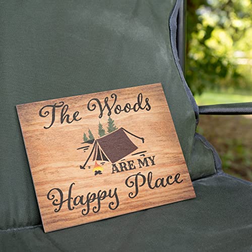 JennyGems Camping Gifts, Woods Are My Happy Place Wooden Sign, Camper Decor, Camping Sign, Made in USA - color: Woods Are My Happy Place