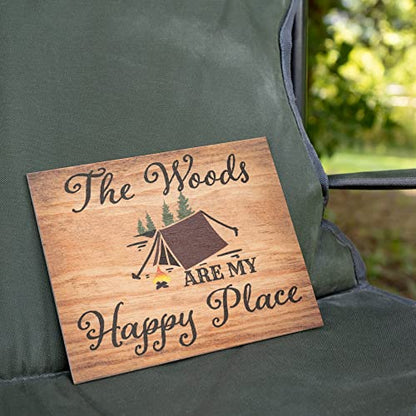 JennyGems Camping Gifts, Woods Are My Happy Place Wooden Sign, Camper Decor, Camping Sign, Made in USA - color: Woods Are My Happy Place