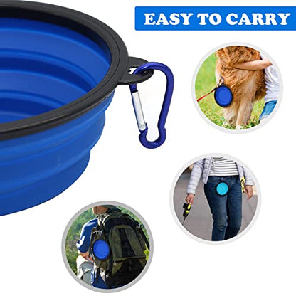2-Pack Small Dog Travel Bowl, Collapsible Bowls for Dogs, Foldable Cat Water Bowl, Portable Pet Feeding Watering Traveling Dish (Light Blue & Dark Blue) - color: Light Blue & Dark Blue
