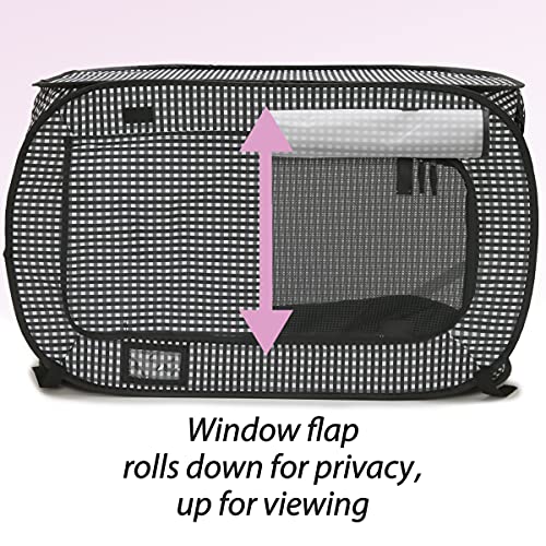 Necoichi Stress-Free Enclosure Cat Travel Carrier Cage 31.8" L x 20.0" W x 20.0" H with Litter Box Set Collapsible Gray White Stripes | Pop up Kannel, Crates - style: Cage+Litter Box