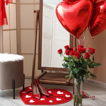 Drydiet Valentine's Day Bathroom Rug Cute Valentines Door Mat Bath Mat Love Shape Shower Bathroom Decoration Heart Rug Non Slip Washable - style: Heart