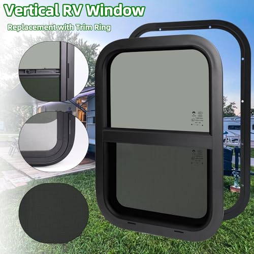 RV Window,Camper Replacement Vertical Sliding RV Window for Cargo Trailer Utility Travel Trailer Cargo Van Truck SUV 18" W x 30" H,Fit 15/16" or 1-3/8" Thick Wall,Allow Error 1/16",DOT Approved - size: 18"W x 30"H