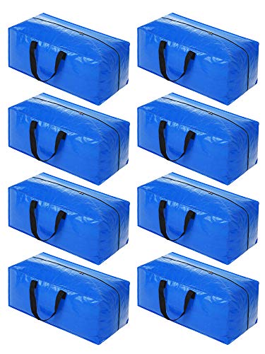 8 Pack Heavy Duty Extra Large Moving Bags Storage Tote - Strong Handles& Backpack Straps - Space Saving Storage Bags Alternative to Moving Boxes and Bins,Compatible with Ikea Frakta Cart, Blue - color: Blue, size: 8 Pack