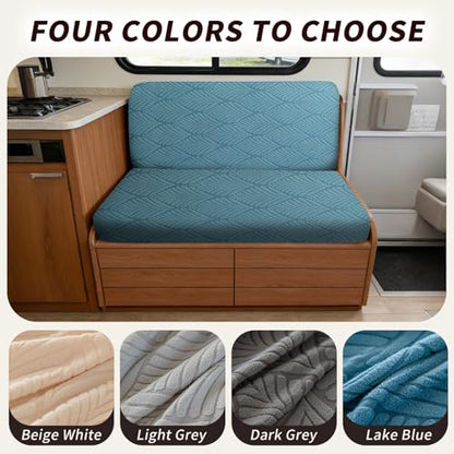 RV Dinette Cushion Covers, 4PCS Leaf RV Couch Cover, Camper Cushion Covers, Camper-rv Sofa Cover for Couch, Bench Seat & Dinette Booth Cushions(Lake Blue,[39.4" to 49.2"]×[19.7" to 25.6"]) - color: Leaf/Lake Blue/4pcs