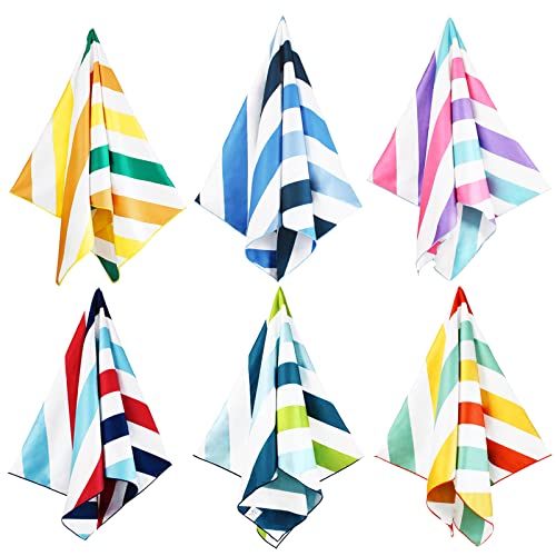 Whale Flotilla 6 Pack Large Quick Dry Beach Towel (30"x60"), Microfiber Sand-Free Beach Towel Set, Super Absorbent Compact Pool Travel Accessories, Navy/Passion/Green/Orange/Pink/Blue - color: Navy/ Passion/ Green/ Orange/ Pink/ Blue, size: 60.00" x 30.00