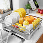 Kitsure Dish Drying Rack - Multi-Functional Dish Rack for Kitchen Counter with Cutlery Holder, Rust-Proof Storage Solution with Rotatable, 15.7" x 12.0" x 5.5", Sliver Grey - color: Sliver Grey
