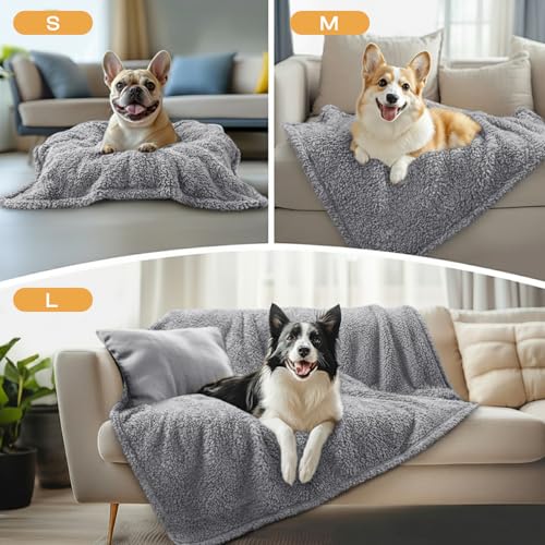 1 Pack 3 Calming Blankets Fluffy Premium Fleece Pet Blanket Soft Sherpa Throw for Dog Puppy Cat Grey Large (41" x31'') - color: Grey, size: Large (Pack of 3)