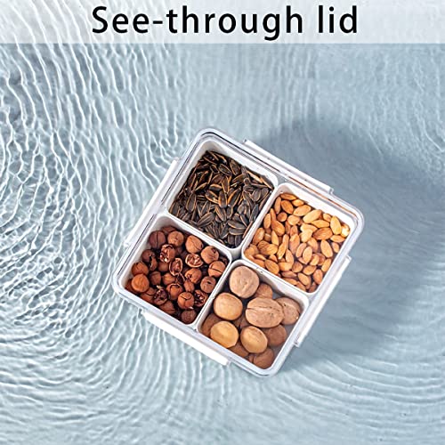 Divided Serving Tray with Lid for Veggie Charcuterie Container Portion Control Salad Keeper with 4 Removable Boxes Stackable Refrigerator Organizer Bins Food Storage Organizer Produce Saver - size: 1 Pack