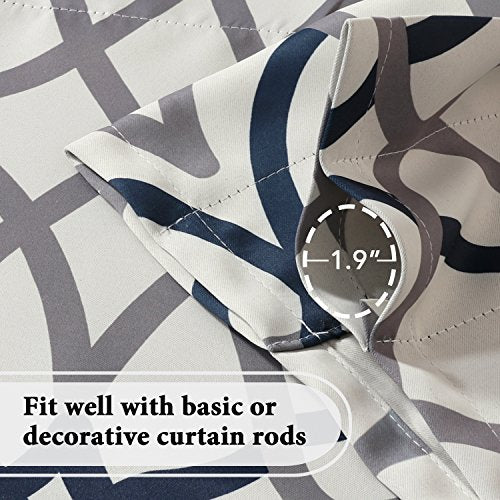 H.VERSAILTEX Blackout Curtain Valances for Kitchen/Bathroom - Thermal Insulated Window Valances for Living Room/Bedroom Rod Pocket Short Curtain 1 Panel, 52x18 inch, Geo in Grey and Navy - color: Geo in Grey and Navy