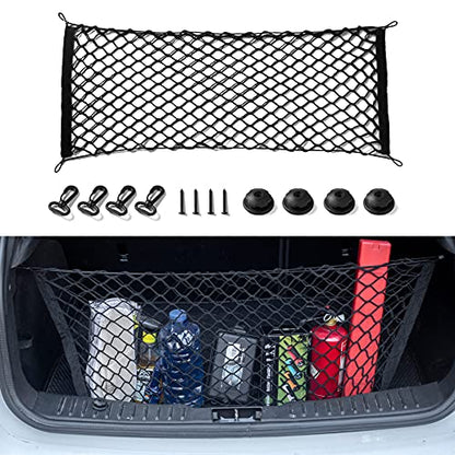 Amiss Cargo Net Stretchable. Adjustable Elastic Trunk Storage Net with Hook for SUVs, Cars and Trucks, Car Exterior Accessories (43.3x15.8 Inch) - size: 43.3x15.8 Inch
