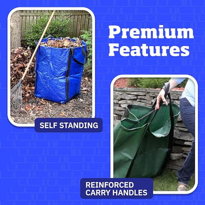 DURASACK Heavy Duty Home and Yard Bags 48-Gallon Reusable Self-Standing Lawn and Leaf Bags Garbage Can with Reinforced Handles, Green - color: Green