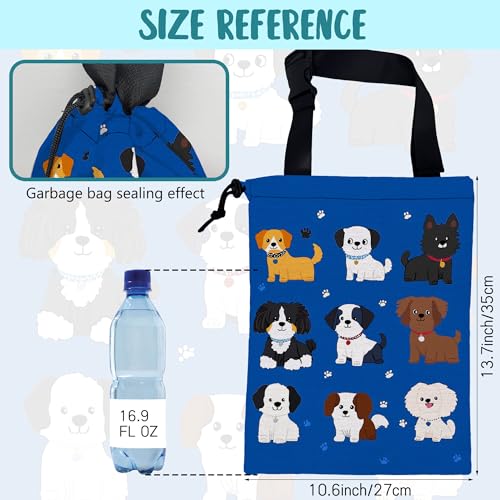 Car Garbage Bag Cartoon Dogs and Paw Prints Drawstring Car Trash Bag Hanging for Back Seat with Adjustable Buckle Canvas Vehicle Trash Can Easy-to-Install - color: Cartoon Dogs and Paw Prints
