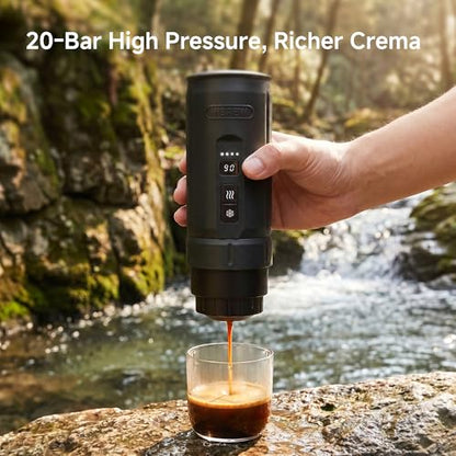 HIBREW H4C Classic - Portable Electric Espresso Machine, USB-C Rechargeable Coffee Maker with Removable Battery, Compatible with Ground Coffee & NS Capsules, Travel & Home(Black) - color: Black