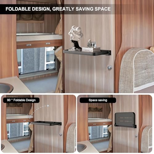 RV Fold-Down Shelf - Wall-Mounted Folding RV Shelves - Compact Camper & Trailer Accessory for Interior Organization - Space-Saving,Waterproof & Rust-Proof, Aluminum - size: 1 Pack