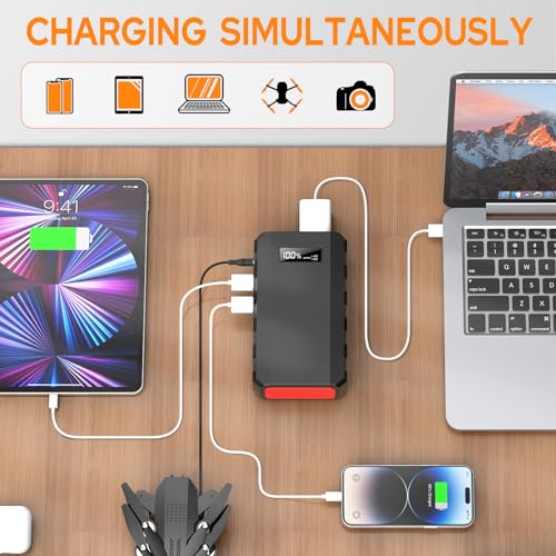 powkey 88Wh Portable Power Station 24000mAh Camping Solar Generator(Solar Panel Not Included) Lithium Battery Power 110V/65W AC, DC, USB QC3.0 for Home Camping Emergency Backup Black - color: Black