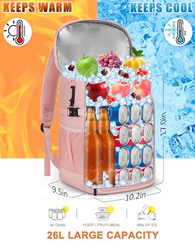 Capolo 36/45 Cans Cooler Backpack Insulated Waterproof for Women Men Lunch Backpack Coolers Leak Proof Soft Cooler Bags - color: Pink, size: 36 Cans