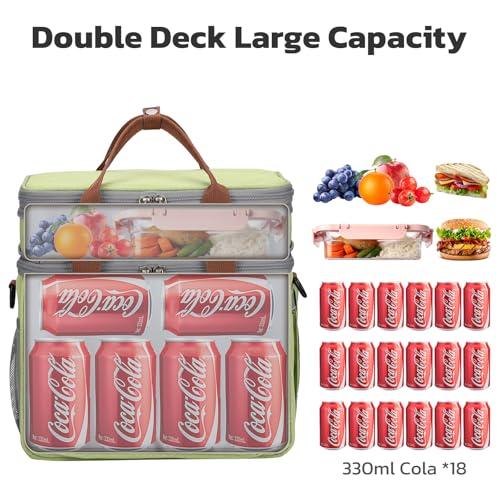 Maelstrom Lunch Box, 23L Insulated Lunch Bag, Expandable Double Deck Cooler Bag, Lightweight Leakproof Tote Bag With Side Tissue Pocket, Suit For Men and Women (C. Green) - color: C. Green