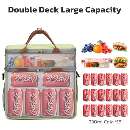 Maelstrom Lunch Box, 23L Insulated Lunch Bag, Expandable Double Deck Cooler Bag, Lightweight Leakproof Tote Bag With Side Tissue Pocket, Suit For Men and Women (C. Green) - color: C. Green