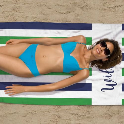 MeMoShe Personalized Beach Towel with Name Custom Microfiber Kids Beach Towels Sand Free Quick Dry Pool Towel Blanket Stripes Print Beach Towels for Adults 30x60 Inch - color: Multi-color 21