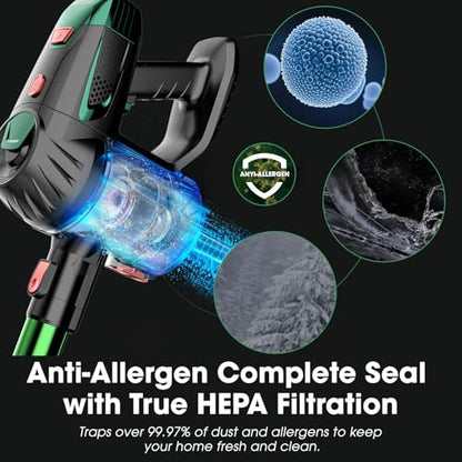 TRPYD Cordless Vacuum Cleaner, Upgraded 15KPA 70 Minutes, Powerful Suction, Rechargeable, Lightweight, 180° Bendable Cane Vacuum Cleaner for Home/Pet Hair/Carpet/Floor