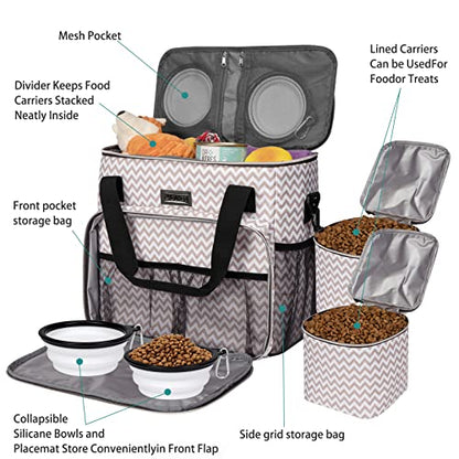 BAGLHER Dog Travel Bag, Pet Travel Bag (ALL Pet Travel Supplies), With 2 Pet Food Containers and 2 Collapsible Silicone Bowls; Essential Kits for Travel BLW - color: BLW, size: Medium