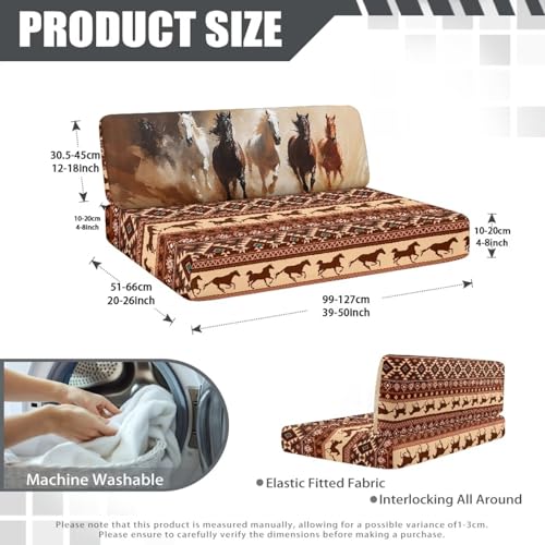 NDISTIN Aztec Horse RV Dinette Cushion Covers 2Pcs Stretchy RV Bench Seat Covers Stretchable RV Bench Seat Covers for Dinette Include 1 Bench Cover & 1 Backrest Cover - color: Aztec Horse